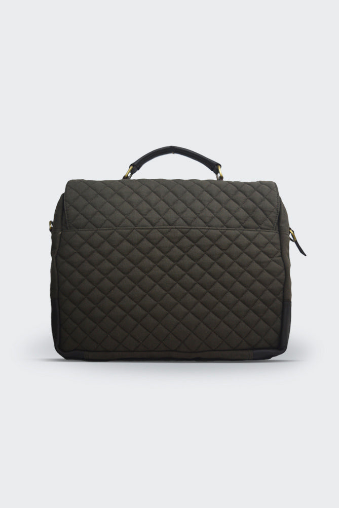 Quilted Canvas and Leather Laptop Bag