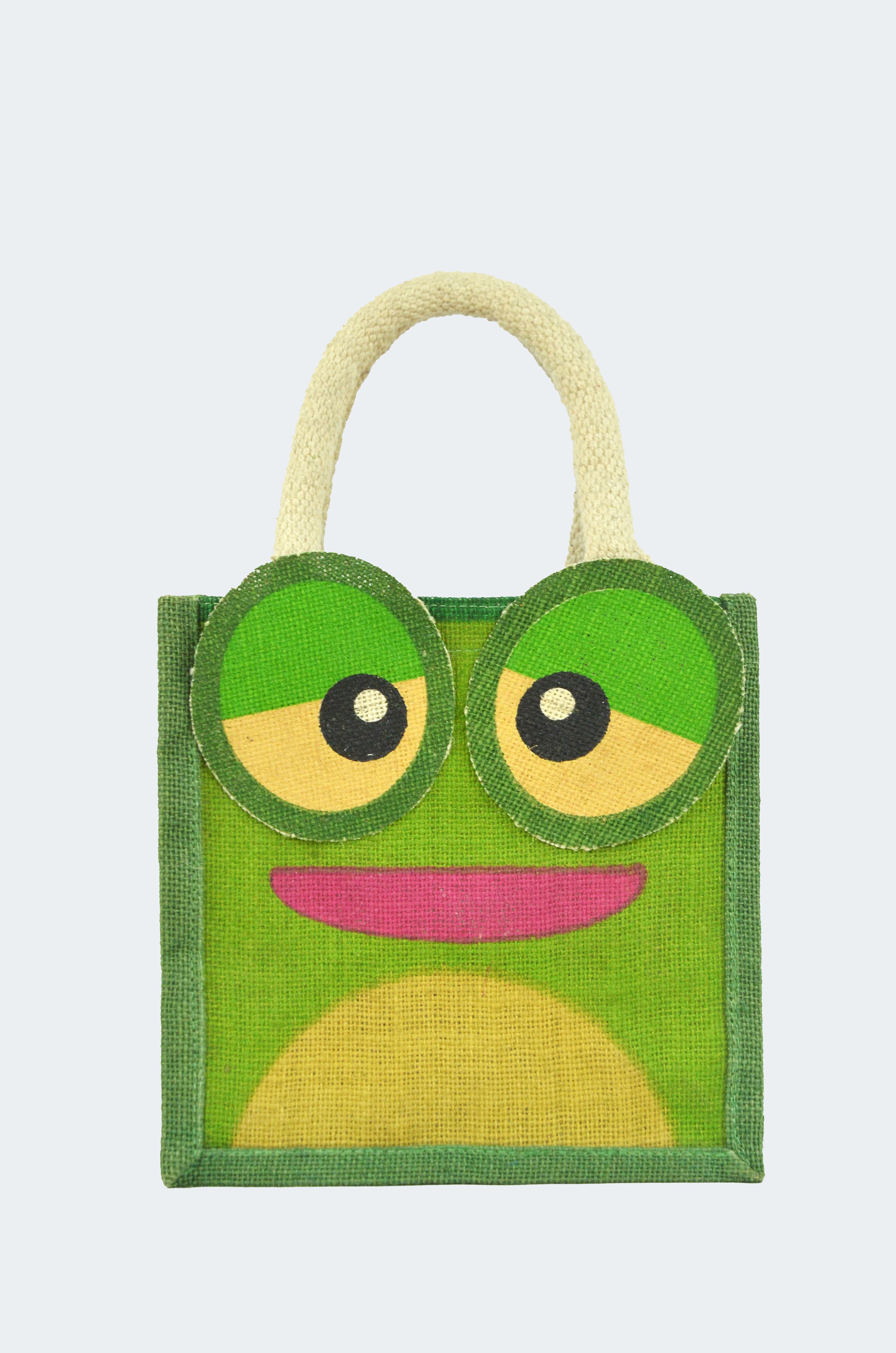 Jute Lunch Bag : Frog Print