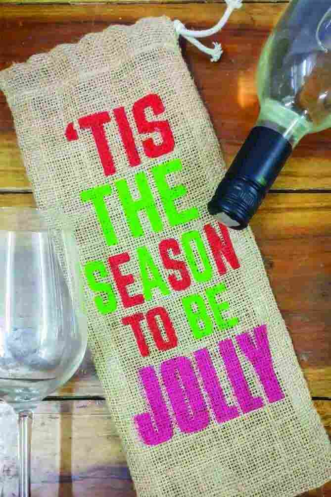 buy-jute-wine-bag-online-for-christmas-a-merry-little-christmas-folk-front