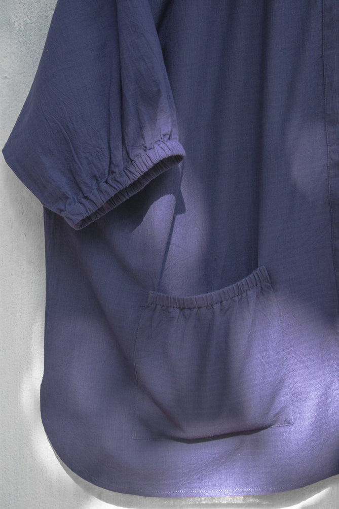 Blue Puckered Pocket and Collar Shirt